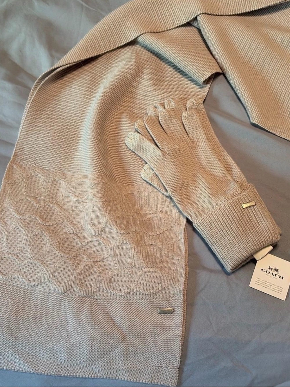 COACH Women's Knit Sweater Set - Scarf & Gloves